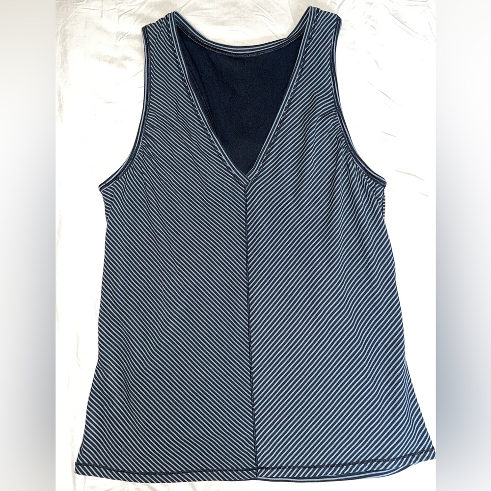 Lululemon Athletica Striped V-Neck Sleeveless Top